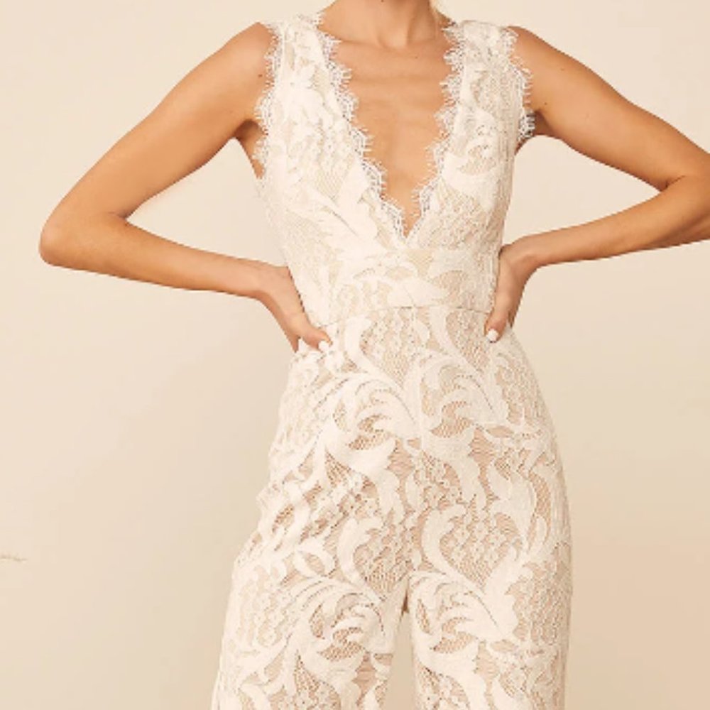 Lulu's Cream Lace Jumpsuit